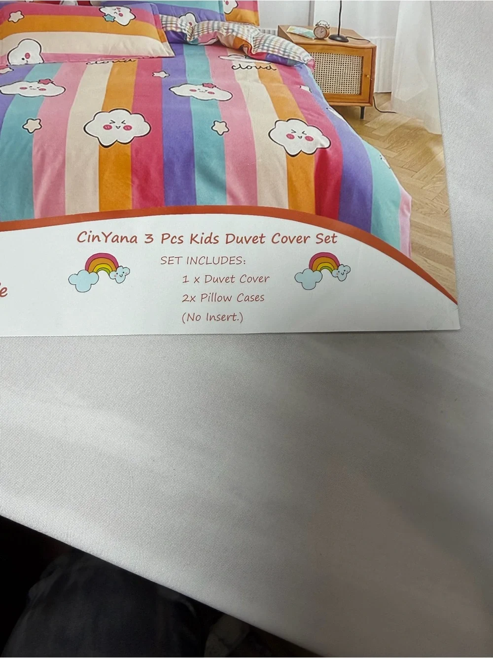 CinYana Rainbow Full/queen Duvet Cover Set Fluffy Duvet Cover Cartoon Character